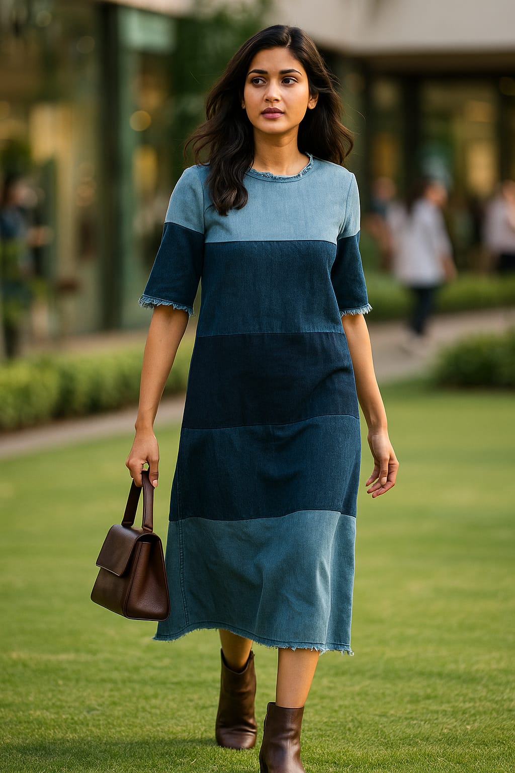 Patchwork denim dress – stepbyps Patchwork denim dress – stepbyps